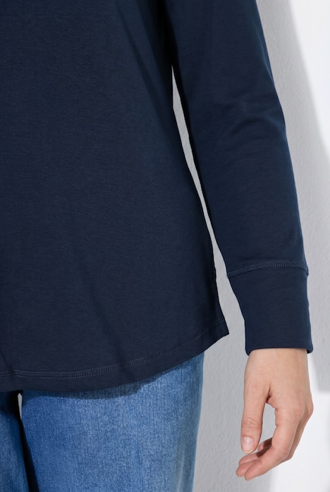 Shirt, Zier-Knopfleiste, Rundhals, Langarm, Biobaumwolle