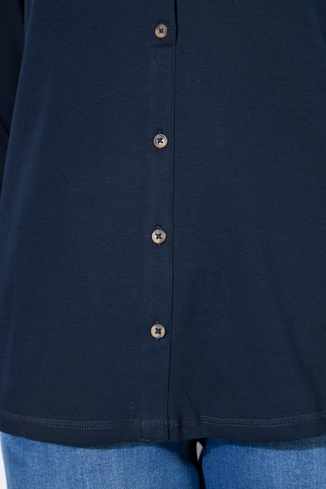 Shirt, Zier-Knopfleiste, Rundhals, Langarm, Biobaumwolle