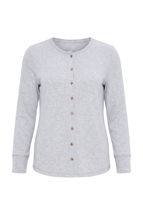 Shirt, Zier-Knopfleiste, Rundhals, Langarm, Biobaumwolle