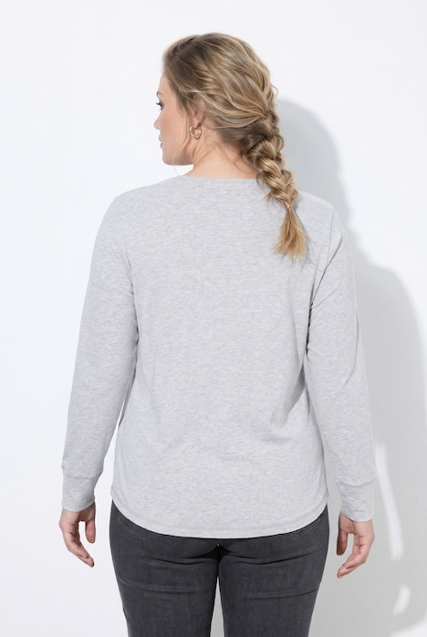 Shirt, Zier-Knopfleiste, Rundhals, Langarm, Biobaumwolle