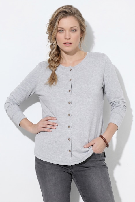 Shirt, Zier-Knopfleiste, Rundhals, Langarm, Biobaumwolle