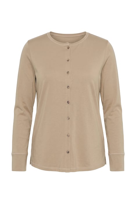Shirt, Zier-Knopfleiste, Rundhals, Langarm, Biobaumwolle