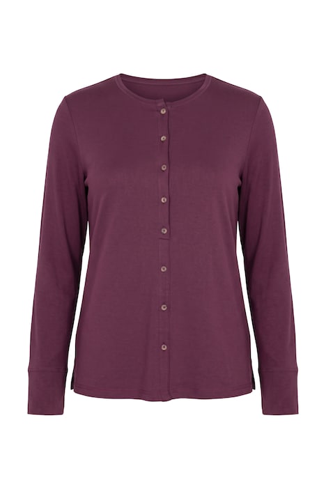 Shirt, Zier-Knopfleiste, Rundhals, Langarm, Biobaumwolle