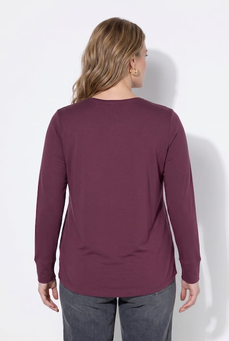 Shirt, Zier-Knopfleiste, Rundhals, Langarm, Biobaumwolle