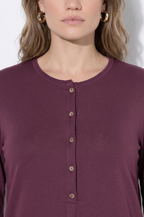 Shirt, Zier-Knopfleiste, Rundhals, Langarm, Biobaumwolle