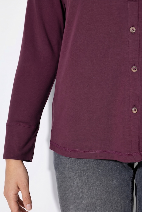 Shirt, Zier-Knopfleiste, Rundhals, Langarm, Biobaumwolle