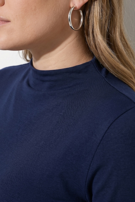 Shirt, Slim, Stehkragen, Langarm