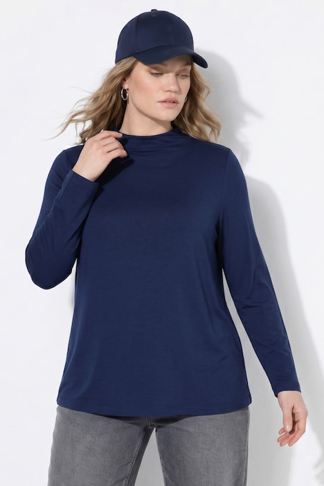 Shirt, Slim, Stehkragen, Langarm