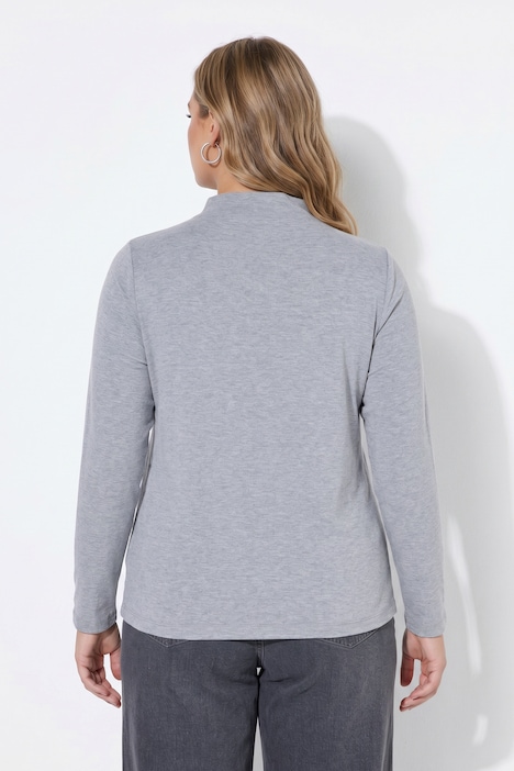 Shirt, Slim, Stehkragen, Langarm