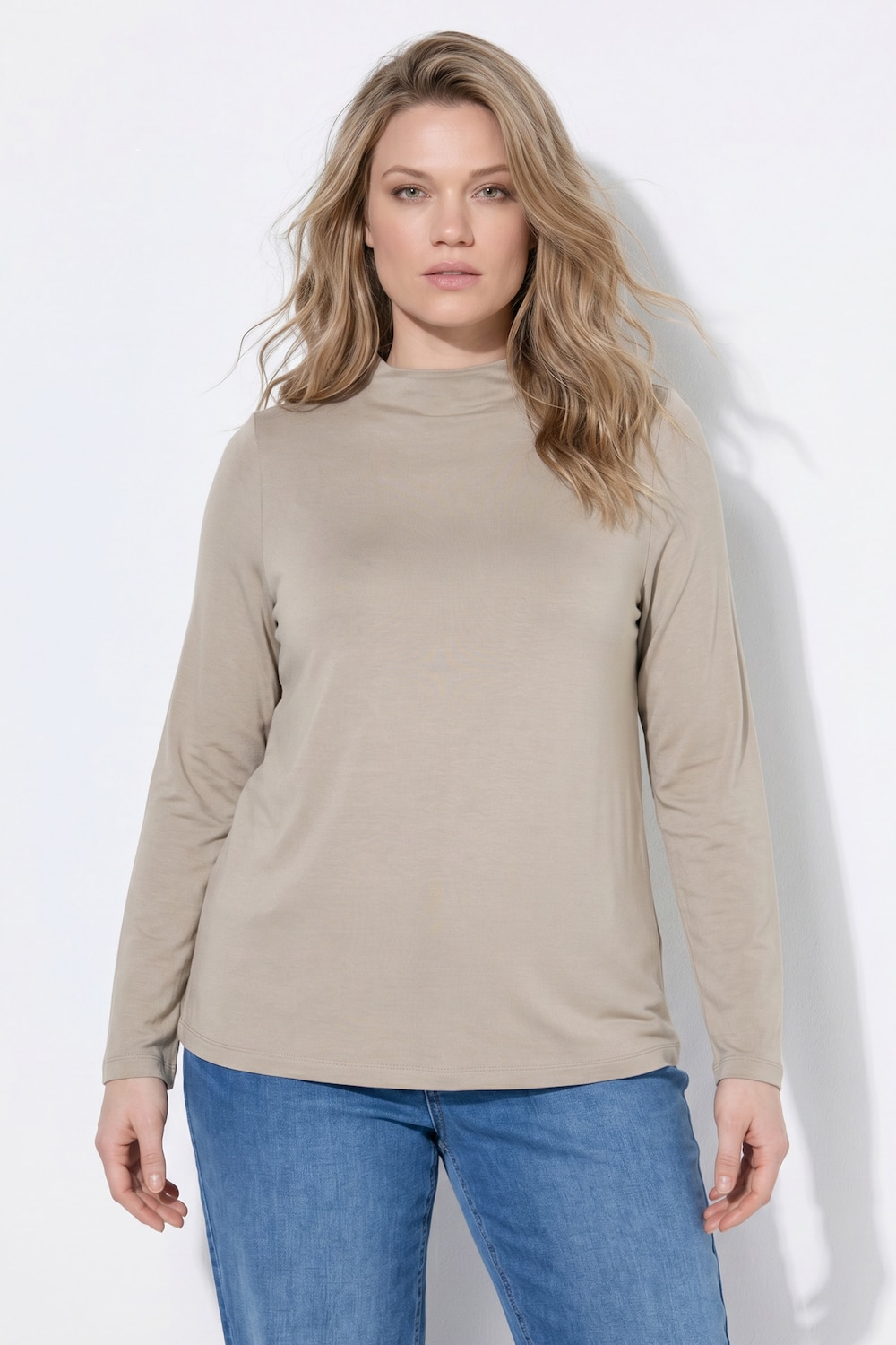 Shirt, Slim, Stehkragen, Langarm