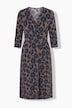 Jersey jurk, wikkellook, V-hals, 3/4-mouwen