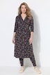 Jersey jurk, wikkellook, V-hals, 3/4-mouwen