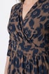 Jersey jurk, wikkellook, V-hals, 3/4-mouwen