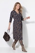 Jersey jurk, wikkellook, V-hals, 3/4-mouwen