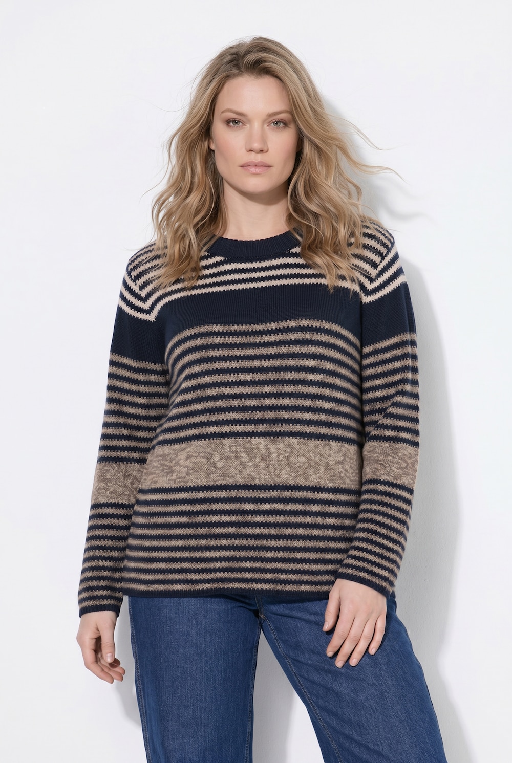 Pullover, Ringel, Rundhals, Langarm, Biobaumwolle