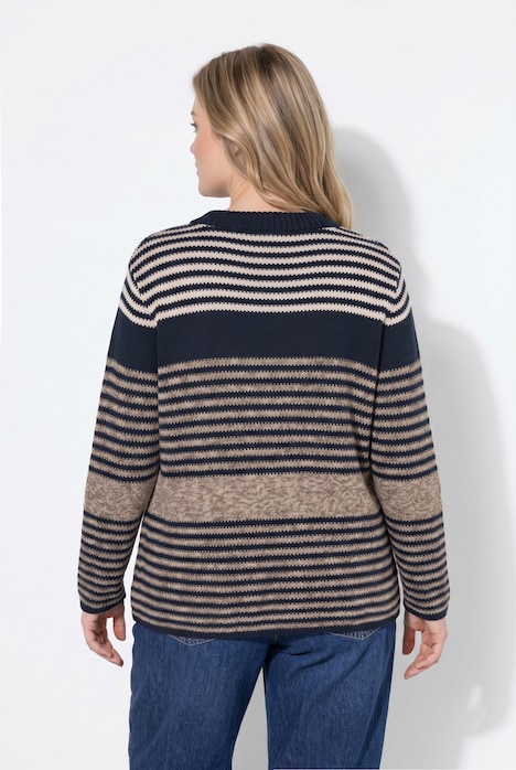 Pullover, Ringel, Rundhals, Langarm, Biobaumwolle
