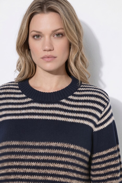 Pullover, Ringel, Rundhals, Langarm, Biobaumwolle