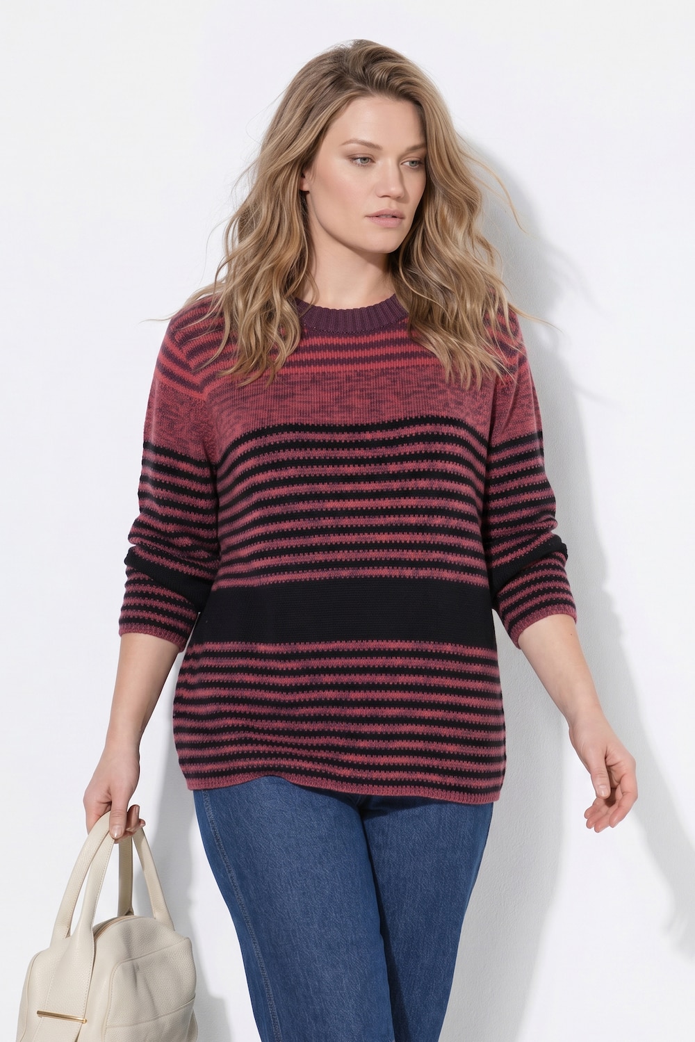 Pullover, Ringel, Rundhals, Langarm, Biobaumwolle