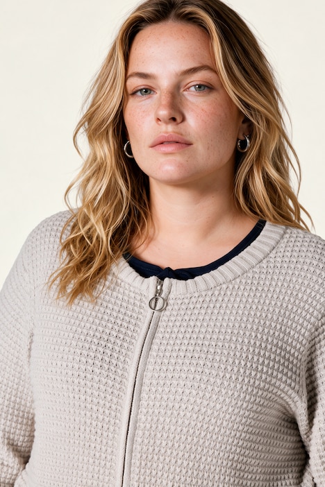 Blouson, kurze Passform, Strick, Collegekragen, Biobaumwolle