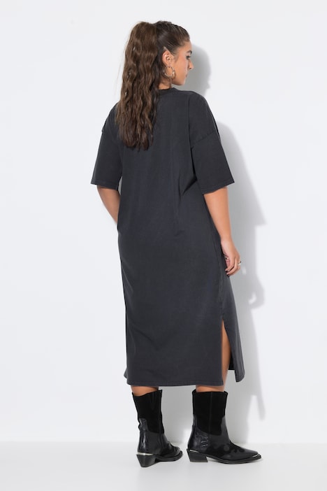 Midi-Jerseykleid, A-Linie, Applikation, Halbarm