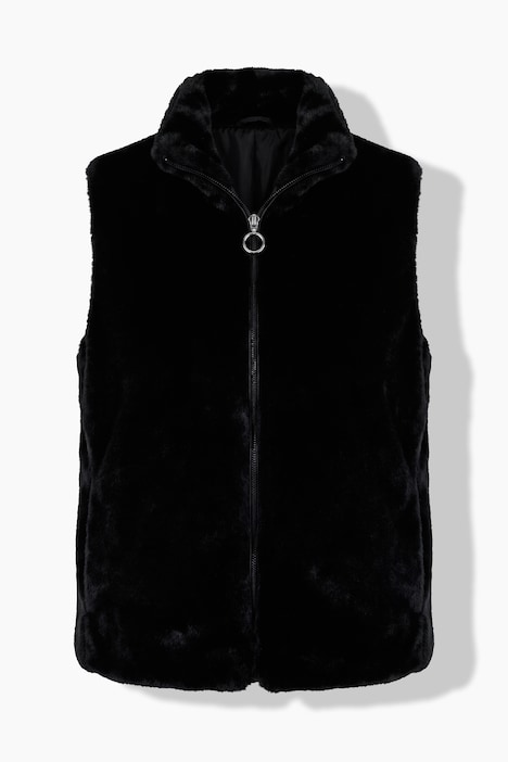 Gilet en fausse fourrure tissée, col montant, sans manches
