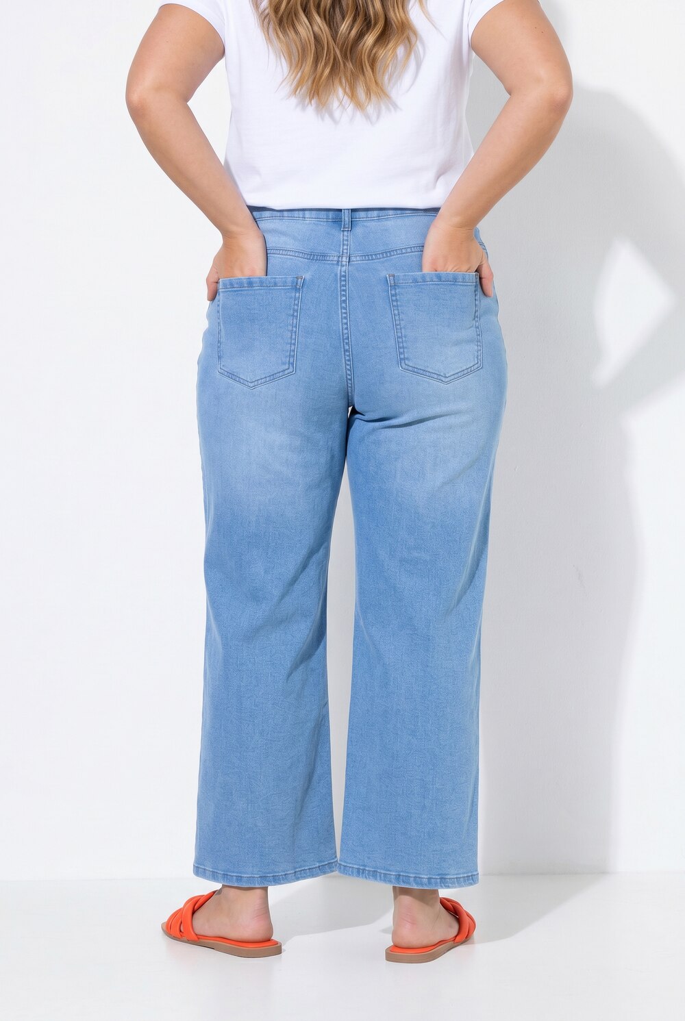Stora storlekar Culottejeans med vida ben och 5 fickor, Dam, blå, storlek: 58, Bomull, Angel of Style