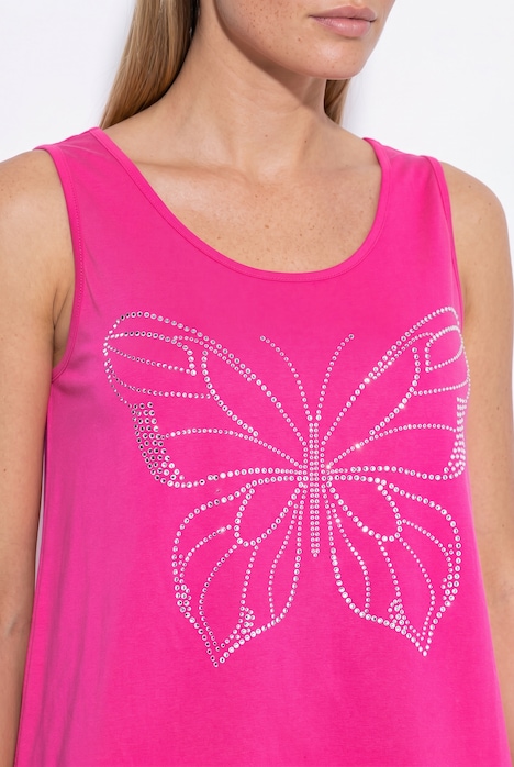 Top, ärmellose A-Linie, Glitzer-Schmetterling