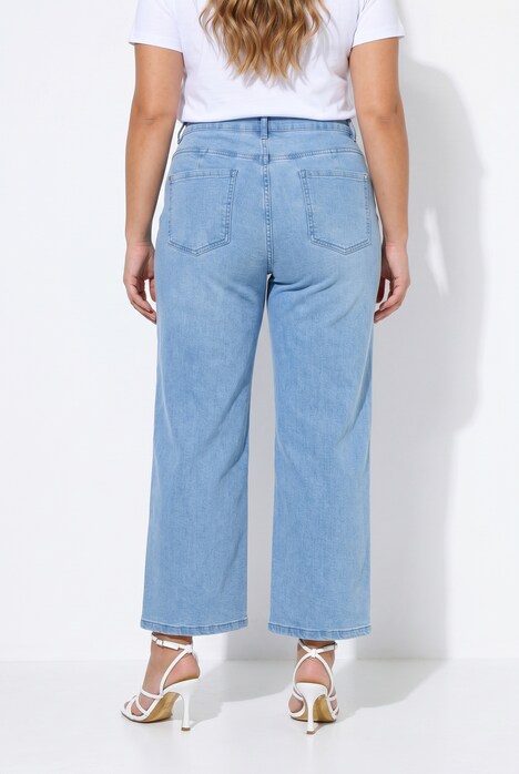 Jeans-Culotte, weites Bein, Glitzersteinchen, 5-Pocket
