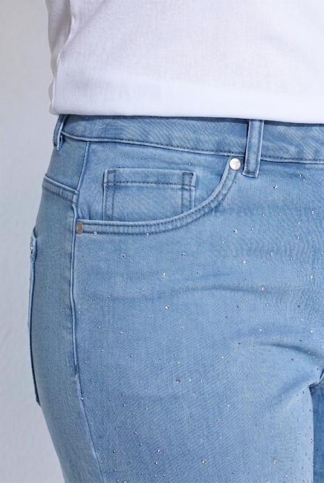 Jeans-Culotte, weites Bein, Glitzersteinchen, 5-Pocket