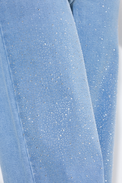 Jeans-Culotte, weites Bein, Glitzersteinchen, 5-Pocket