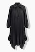 Midi-Plisseekleid, A-Linie, Stehkragen, 3/4-Raglanärmel