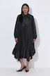 Midi-Plisseekleid, A-Linie, Stehkragen, 3/4-Raglanärmel