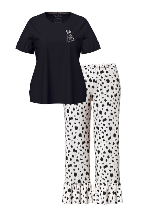 Pyjama, Dalmatiner, Rundhals, Volant-Halbarm