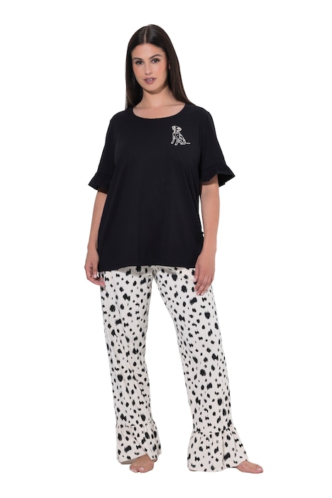 Pyjama, Dalmatiner, Rundhals, Volant-Halbarm