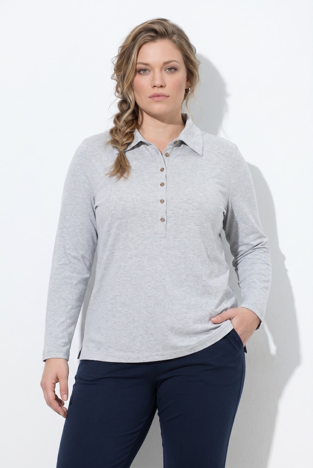 Shirt, Slim, Rollkragen, Langarm, Biobaumwolle