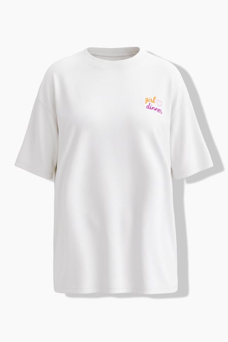 T-shirt, oversized vorm, opdruk achter meisjesdiner