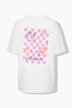 T-shirt, oversized vorm, opdruk achter meisjesdiner