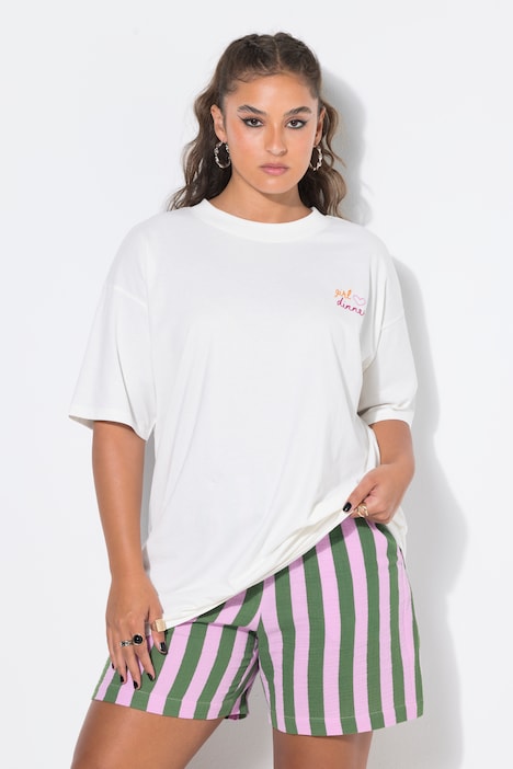 T-shirt, oversized vorm, opdruk achter meisjesdiner