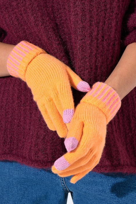 Handschuhe, Feinstrick, Ripp-Krempe