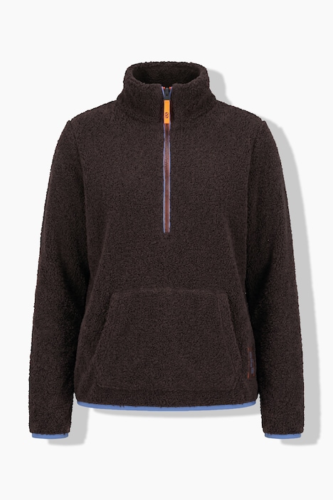 Teddy-Sweatshirt, Langarm, Stehkragen