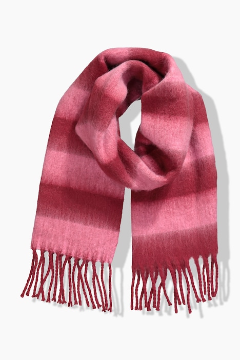 Strickschal, 2 farbige Streifen, Fransen