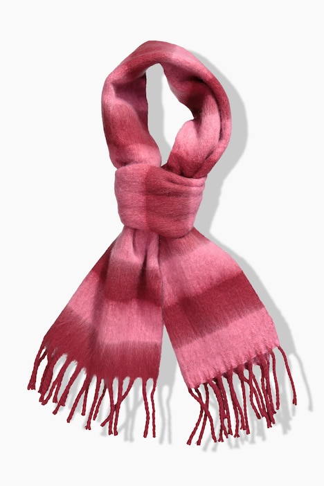Strickschal, 2 farbige Streifen, Fransen