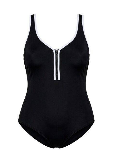 Badeanzug, ohne Softcups, Herzausschnitt, Zipper
