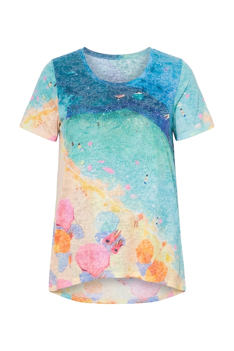 Long shirt, A-line, rhinestones, beach motif