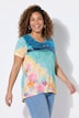 Longshirt, A-Linie, Glitzersteinchen, Strandmotiv