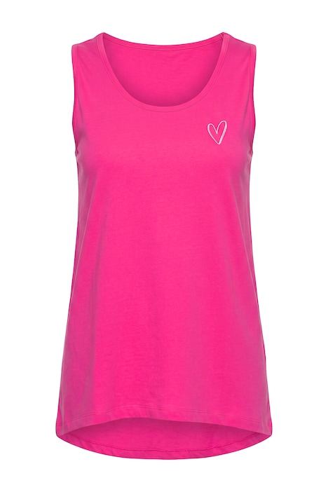 Long top, A-line, heart embroidery