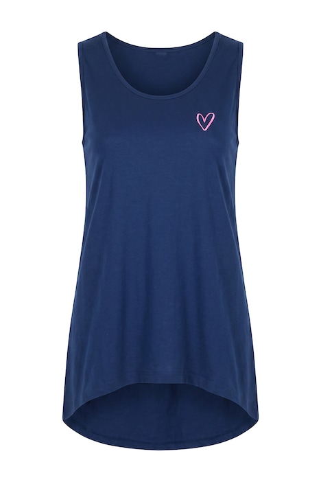 Long top, A-line, heart embroidery