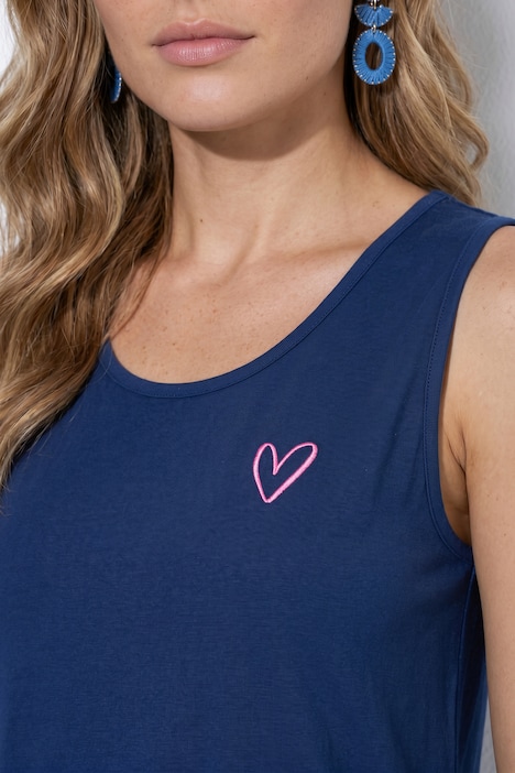 Longtop, A-Linie, Herz-Stickerei