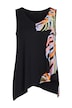 A-line long top, half with leaf pattern, asymmetric hem