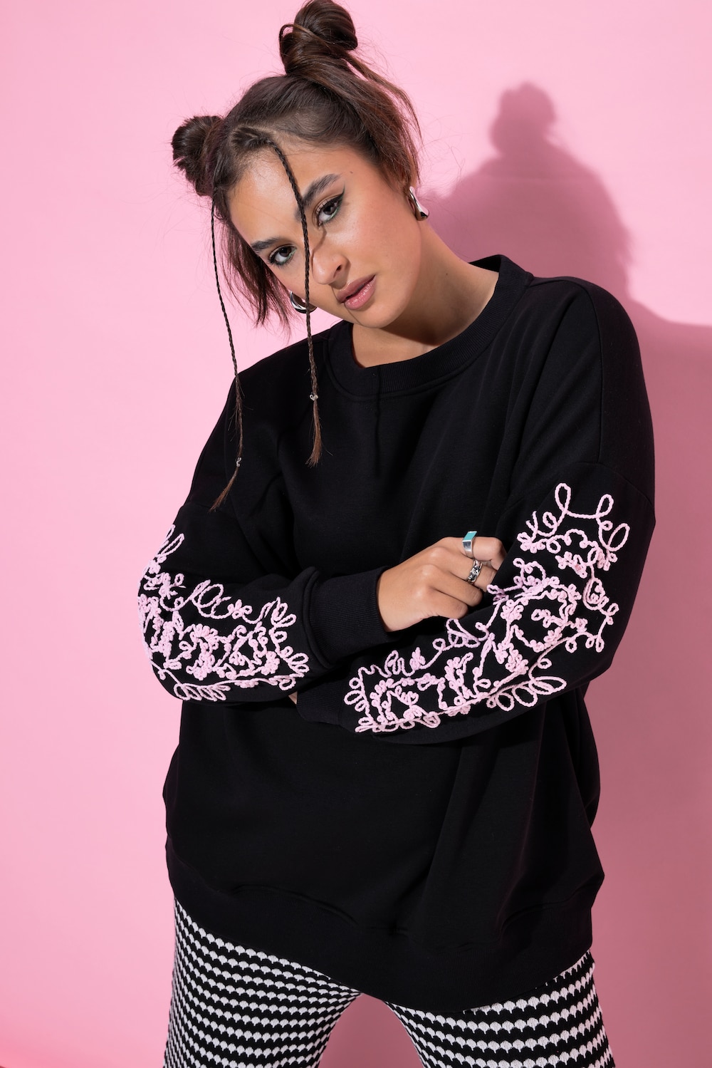 Sweatshirt, Oversize Shape, Langarm-Stickerei